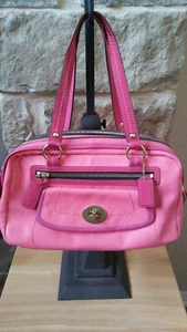 COACH Bonnie Coral Leather Satchel Carryall Purse Style M0873 13382 UNIQUE VTG - Picture 1 of 10