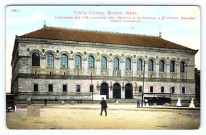 Vintage Postkarte Massachusetts, Öffentliche Bibliothek, Boston, MA. um 1909 - Bild 1 von 3