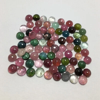 Fabulous multi tourmaline cabochon gemstone 88 pcs round good color 46.40 carat - Image 1 of 4