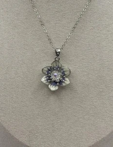 Collar Flor Flor Flor Eterna Hecho con Elementos Swarovski Lila Iris Nuevo - Imagen 1 de 5