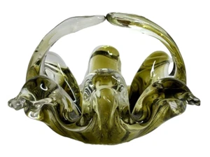 Kunstglas grün und klar Dekokorb mit Henkel - Bild 1 von 7