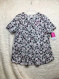 Scrub Star Women's Size M Cheetah Bloom Scrub Top Black & White NWT - Picture 1 of 14