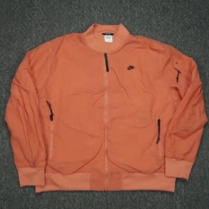 Nike Jacket Mens Large Orange Red Tech Pack Woven Lined Bomber Full Zip Pockets - Picture 1 of 10