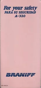 Safety Card - Braniff - A320 - 1989 (S4021) - Bild 1 von 1