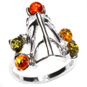 Anello in argento sterling 925 ambra baltica autentica 3,0 g gioielli N-A7449 s.8 - Foto 1 di 1
