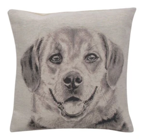 Fundas de almohada cojín tapiz acento Happy Canine II Jacquard (Nuevas) 16x16 pulgadas - Imagen 1 de 4