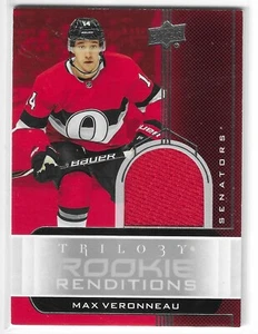 Camiseta deportiva 2019-20 Trilogy Max Veronneau Rookie Renditions usada por jugadores #27 Senators - Imagen 1 de 2