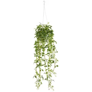 34" Variegated Wandering Jew Hanging Basket Artificial Plant Nearly Natural - Picture 1 of 1