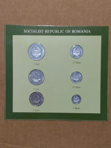 1966 To 1982 ROMANIA  (6 COINS UNC) COIN SET OF ALL NATIONS CARD IS TRIMMED DOWN Cover
