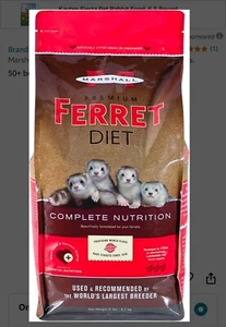 5 X Marshall Premium Ferret Diet Food 4 Pound Bag $10 Each 5 Bags $50 - Picture 1 of 6