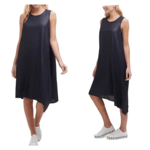 NWT DKNY Women Sleeveless Crew Neck Handkerchief Hem Shift MIDI Dress Blue Small - Picture 1 of 11