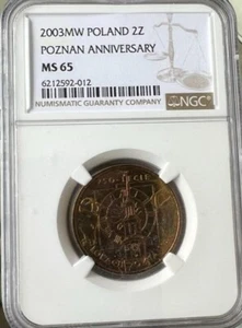 Poland 2 Zlote 2003 MW  NGC MS 65 UNC Poznan Anniversary - Picture 1 of 2