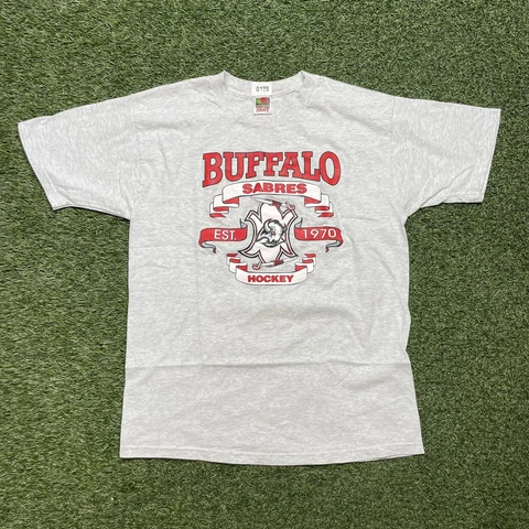 Vintage Sabres Shirt Large 00s Y2K Buffalo Goat Head NHL Hockey Game-day Tee Cover