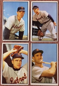 1953 Bowman Color #45 Dropo #47 Garver #72 Gray #100 Wight Tigers Baseball Cards - Picture 1 of 10