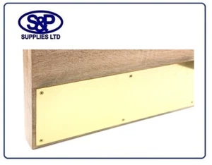 POLISHED BRASS KICK PLATE DOOR PLATE IMPERIAL SIZES SOLID BRASS WITH SCREWS - Picture 1 of 2