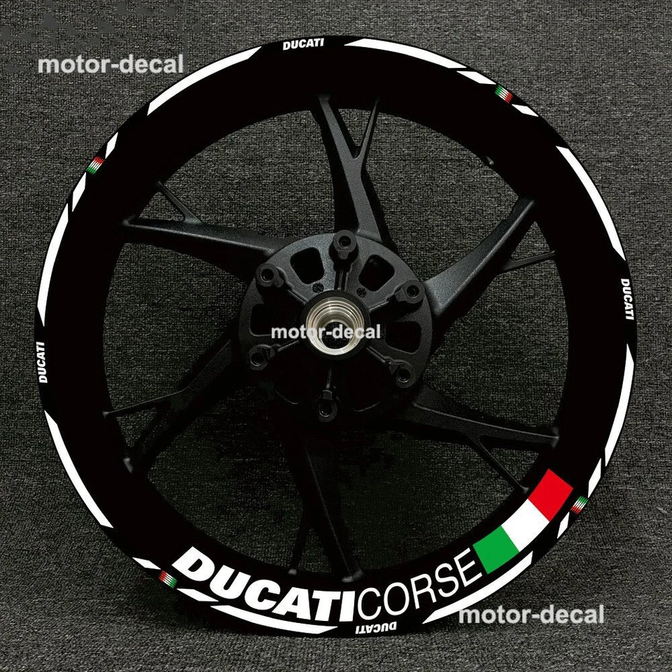 White Reflective Wheel Hub Rim Stripes Decals Stickers Emblem For DUCATI Racing - Изображение 1 из 1