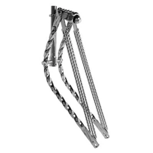 26" OG LOWRIDER BICYCLE BENT TRIPLE SQUARE TWISTED SPRING FORK 1" IN CHROME - Picture 1 of 1