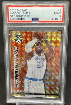 2020 Panini Mosaic Lebron James Straight Fire Prizm SP PSA 9 LA Lakers Parallel - Image 1 of 4