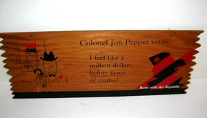 Vintage James E. Pepper Whiskey Advertising Sign Wooden 16x6" (est. 1780) RARE b - Picture 1 of 7