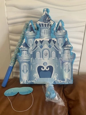 Piñata рождественская принцесса зимняя тема день рождения (синий, замок) - Изображение 1 из 3