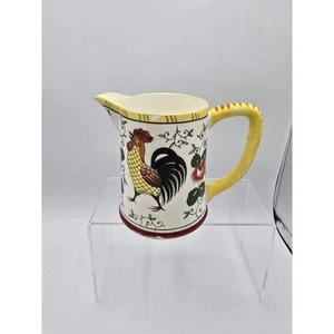 Used Py Ucago Rooster & Roses Milk Pitcher 5.5" Early Provincial Chip - Picture 1 of 6