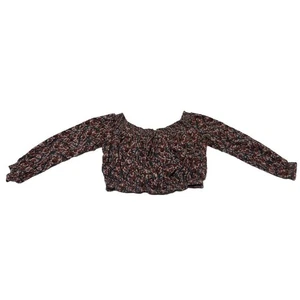 Free People Women’s Size S Off The Shoulder Crop Floral Blouse Peasant Milkmaid - Picture 1 of 10