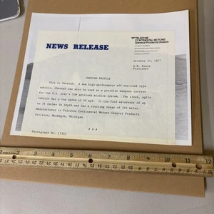 VTG 1977 TCM Teledyne Continental Motors Cheetah Vehicle Press Release & Photo - Picture 1 of 3