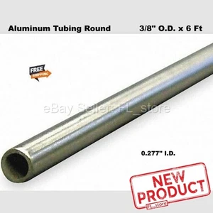 Aluminum Tubing Round 3/8" O.D. x 6 Feet Long 6061-T6 Seamless 0.277" I.D. NEW - Picture 1 of 12