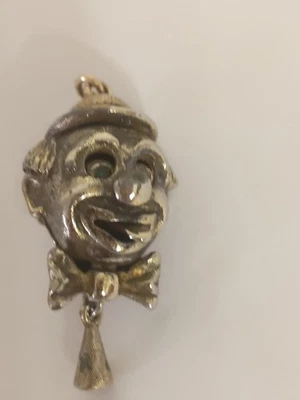 Dije vintage/raro MONET 3D payaso esmaltado con ojos y lengua de diamantes de imitación móviles Foto 1 de 4