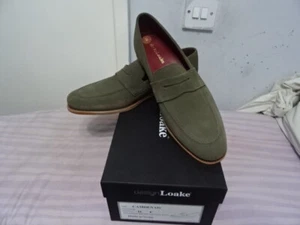 Men's Loake Canden OS Sanddle Olive Suede Loafers Shoes RRP 245 - Picture 1 of 9