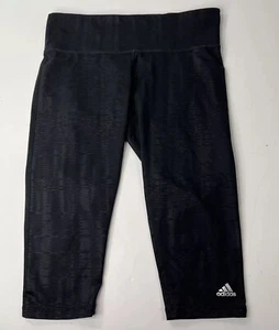 Adidas Athletic Climalite Black Leggings Capri Stretch Crop Pants Size Women's L - Picture 1 of 9