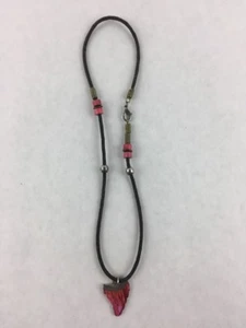 Pink Imitation Shark Tooth Pendant 15" Necklace - Picture 1 of 4