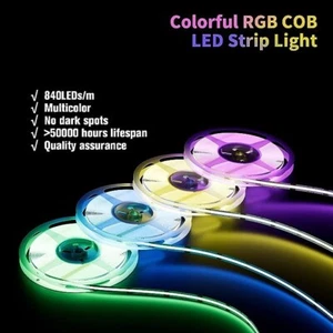 Lyyt 5m RGB COB LED Strip 24V 840LEDs/m Seamless Tape w Power APP Remote control - Picture 1 of 13