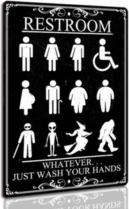Letrero de baño divertido Whatever Just Wash Your Hands placa de pared para baño - Imagen 1 de 7