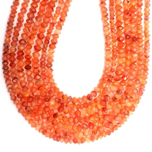 Natural Carnelian Beads 13 Inch Strand 5-6 MM Beads Faceted Rondelle Shape Beads - Picture 1 of 8