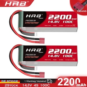 2 Piezas 14.8V 4S 2200mAh XT60 Lipo Batería para RC Helicóptero Drone Coche Camión FPV - Imagen 1 de 7