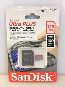 SanDisk SDSQUSC-128G-ANCMA Ultra PLUS 128GB microSDXC Class 10 Memory Card - Picture 1 of 1