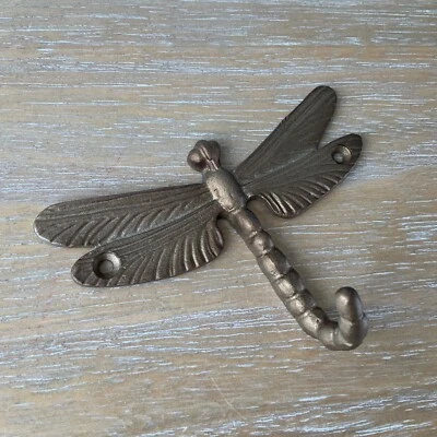 Metal Dragonfly Coat Hook Wall Brass Finish Art Deco