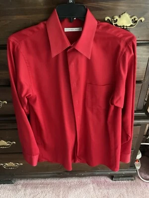 Satén rojo Geoffrey Beene sin arrugas 16. Camisa de vestir manga larga 34/35 Foto 1 de 4