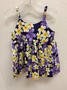 NWT! Made in Hawaii Cotton Sundress, Little Girl’s Size 3-4 Dark Purple Floral - Picture 1 of 4