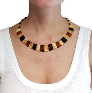 BALTIC AMBER Halskette, große Multi Bernstein Halskette CLEOPATRA Stil AMBER NECKLACE - Bild 1 von 5