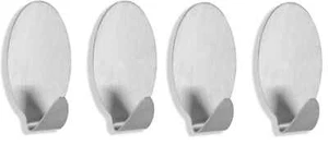 Self Adhesive Metal Hooks Hanger Stick On Door Wall Bathroom Oval 4 Pack Large - Picture 1 of 7