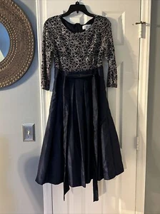 J. Howard Formal Dress Size 6 - 3/4 Sleeve Sequin Embroidered With Sash - Picture 1 of 10