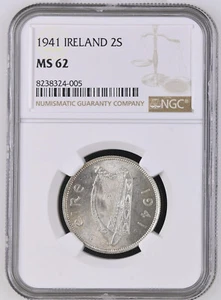 Ireland 1941 | Florin | Irish 2 Shillings | Salmon | KM.15 | MS 62 - Foto 1 di 2