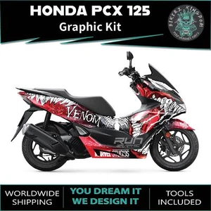 Honda PCX 125 2025 Marvel Venom Graphic Kit Full Decal Wrap Sticker Set - Picture 1 of 2