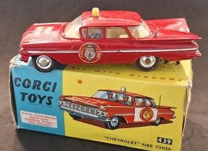 Vintage Corgi 439 Chevrolet Impala Fire Chief Car w/ Original Box - Picture 1 of 9