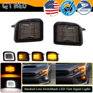Smoked Sequential LED DRL Turn Signal Lights For Subaru WRX STI 15-17 WRX 15-21 - Picture 1 of 12
