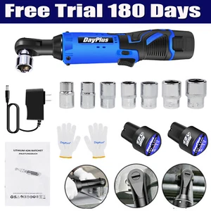 Electric Cordless Right Ratchet Angle Wrench 3/8'' Power Tool 2Pack Battery 40Nm - Picture 1 of 21