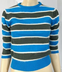 Maglione vintage Gitano a righe acrilico e lana di agnello angora XS S - Foto 1 di 4