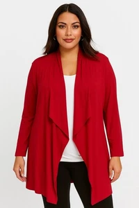 Suéter Eileen Fisher Mujer Grande Rojo Lana Merino Cárdigan Suave Acogedor Frente Abierto - Imagen 1 de 6